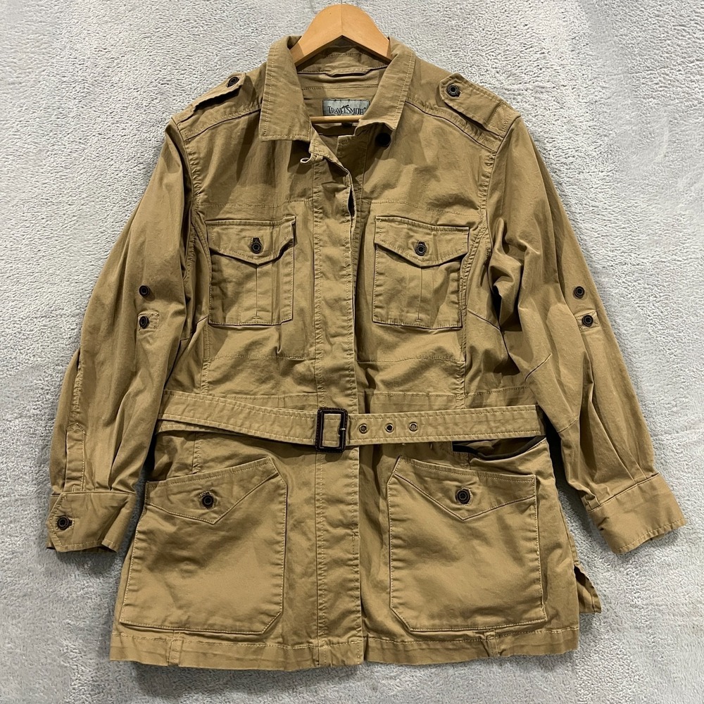 Travelsmith Khaki Utility Safari Jacket Women's Large Long Sleeve Coat Outdoor